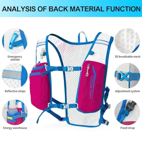 INOXTO Running Hydration Vest Backpack,Lightweight Insulated Pack with 1.5L Water Bladder Bag Daypack for Trail Hiking Running Cycling Race Marathon for Women Men - 3