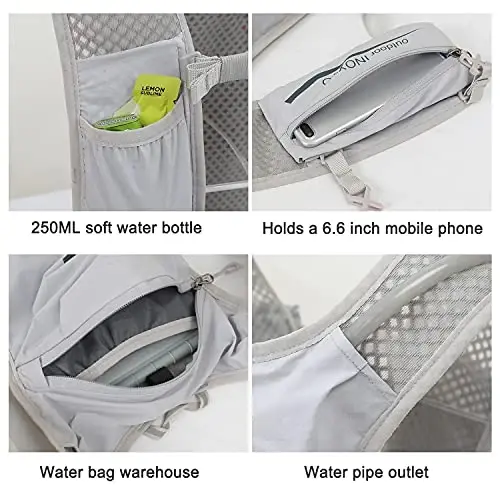 INOXTO Yugurish Gidratatsiya Vest Ruxsati, Yengil Isitgichi Paket 1.5L Su Pufagi Sumkasi Kunlik Ruxsat Yurish Yugurish Velosiped Musobaqasi Maraton uchun Ayollar Erkaklar - 4