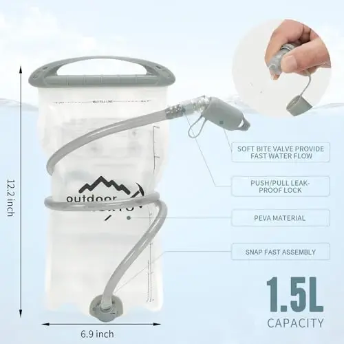 INOXTO Yugurish uchun suv o‘tkazmaydigan yelek Ryukzak, yengil izolyatsiyalangan paket, 1,5 L suv qopi bilan, piyoda sayr, yugurish, velosiped poygasi, ayollar va erkaklar uchun marafon - 4