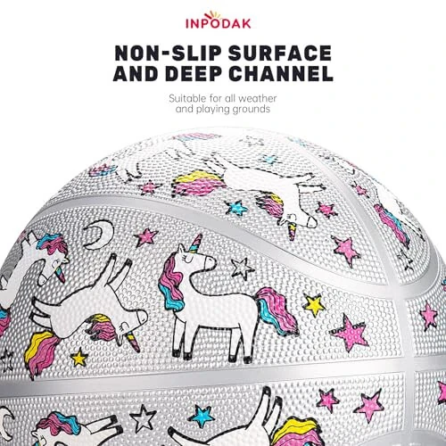 INPODAK Bolalar Basketboli Yosh Basketboli 27,5 Dyuym Hajmi 5 Junior Qizlar Basketboli Klassik Sport To'pi O'yini Ichki Tashqi Qiz Bolalar Yoshlik Noel Tug'ilgan Kun Sovg'asi Nasos va To'r bilan - 3