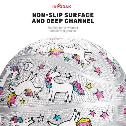 INPODAK Kids Basketball Youth Basketball 27.5 Inches Size 5 Junior Girls Basketball Classic Sport Ball Game Indoor Outdoor for Girl Kids Teenage Christmas Birthday Gift with Pump& Net - 3