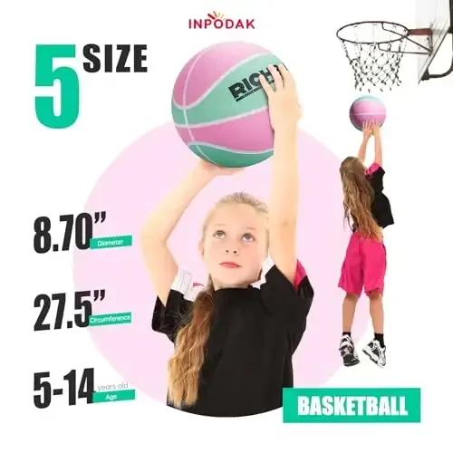 INPODAK Girls Basketball, Operation Christmas Child Shoebox Gift, Size 5 Unicorn Basketball 27.5 inch with Pump for Youth Kids - INPODAK (1)