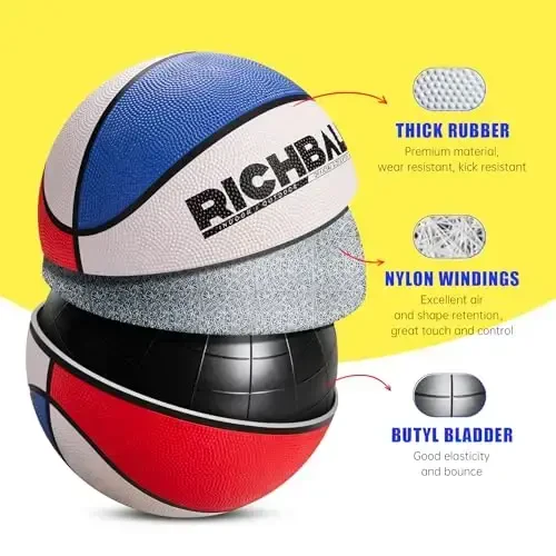 INPODAK Qizlar basketboli, 5-razmer Unicorn basketboli 27.5 dyuym nasos bilan yosh bolalar uchun, Rojdestvo bolalar sovg'asi - 5