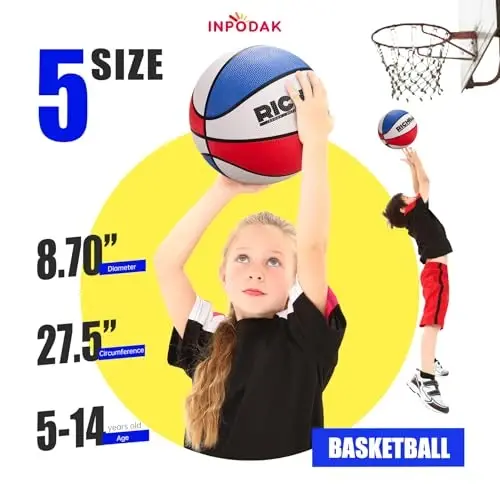 INPODAK Qizlar basketboli, 5-razmer Unicorn basketboli 27.5 dyuym nasos bilan yosh bolalar uchun, Rojdestvo bolalar sovg'asi - INPODAK (1)