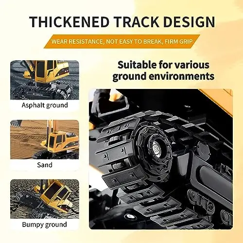 Construction Excavator - Toy Engineering Digger Truck, Remote Control Rechargable Hydraulic Car for 6 7 8 9 Year Old Boys Girls, Educational Birthday Gifts for Kids 3 4 5 Years Old - 3