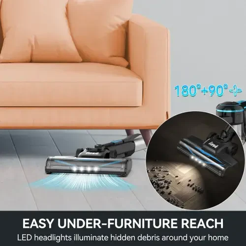 INSE Lightweight Cordless Stick Vacuum Cleaner, 25kPa Suction Power, 45min Runtime, for Carpet, Floor & Pet Hair, N520 - 7