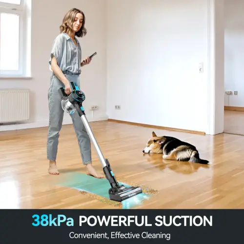 INSE Lightweight Cordless Stick Vacuum Cleaner, 25kPa Suction Power, 45min Runtime, for Carpet, Floor & Pet Hair, N520 - 1