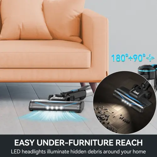 INSE Lightweight Cordless Stick Vacuum Cleaner, 25kPa Suction Power, 45min Runtime, for Carpet, Floor & Pet Hair, N520 - 6