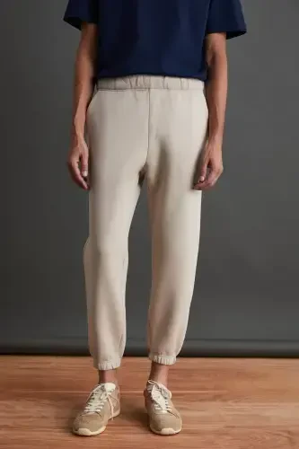 Insıde Erkak Regular Fit Yumshoq Matoli Beli Paxasi Lastikli Bej Eşofman Alti-Bej - 1