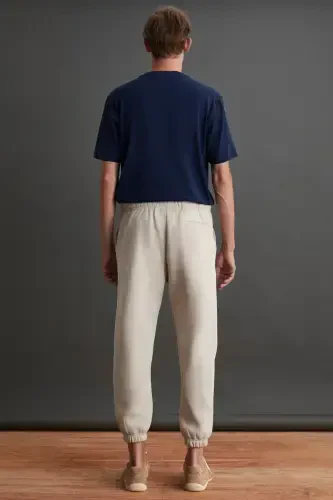 Insıde Erkak Regular Fit Yumshoq Matoli Beli Paxasi Lastikli Bej Eşofman Alti-Bej - 5