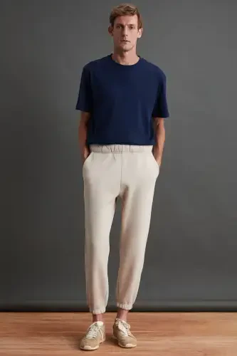 Insıde Erkek Regular Fit Yumuşacık Kumaşlı Beli Paçası Lastıkli Bej Eşofman Altı-Bej - GRIMELANGE (1)