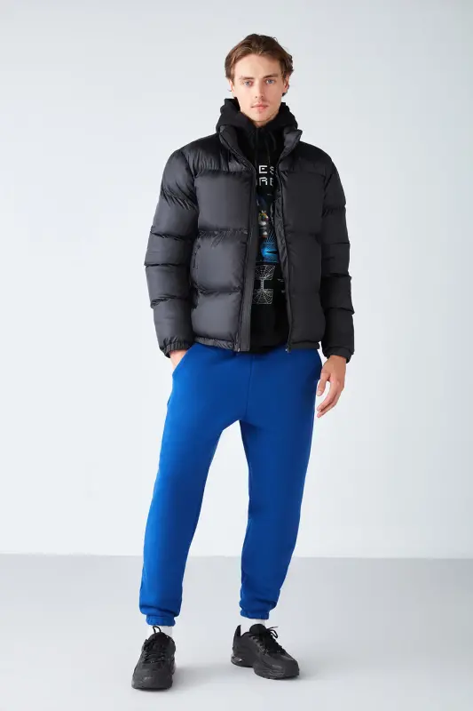 Insıde Erkek Regular Fit Yumuşacık Kumaşlı Beli Paçası Lastıkli Saks Mavi Eşofman Altı - Saks Mavi - 2