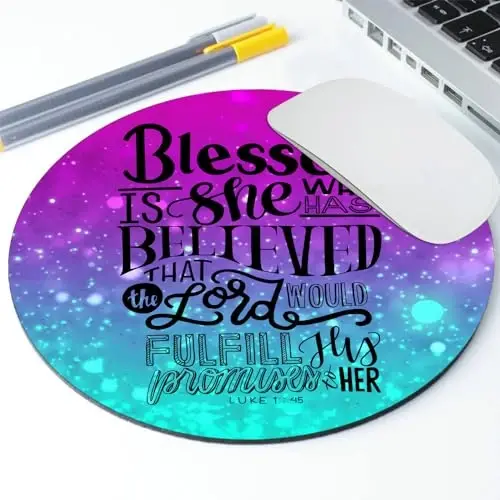Inspirational Quote ， Gospel of Luke Round Mouse pad Customized Mousepad Non-Slip Rubber Base Mouse Pads for Computers Laptop Office Desk Accessories Mouse pad - 2