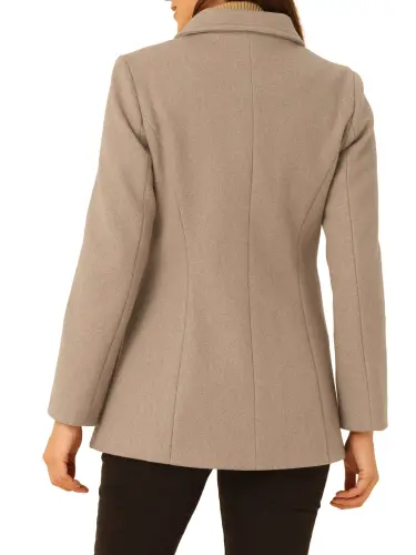 INSPIRE CHIC Women's Peter Pan Collar Single Breasted Overcoat Coat S Light Brown- - 3