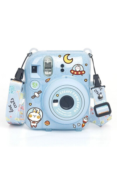 Instax Mini 12 Camera - 10 Pack Film - Glitter Plexiglass Case And Magnetic Frame Set 2 Blue - 6