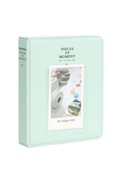 Instax mini 12 Green Camera - 10 Pack Film - Clip Stand - PVC Album and Glitter Plexiglass Case Set - 7