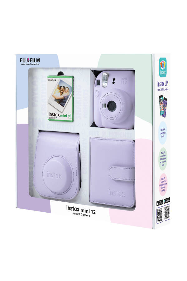 Instax mini 12 Lilac Camera 10-Pack Film Square Album and Leather Case Bundle Box - 3