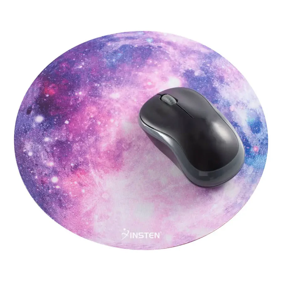 Insten Galaxy Mouse Pad for Computer Desk Laptop, Small Round Desktop Mat, Purple Space Mousepad, Non-Slip Rubber - 11