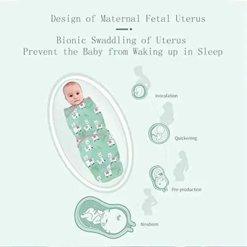 insular Baby Swaddle Sacks, Swaddle Blanket for Newborn and Infant, Adjustable Velcro Set for Boy and Girl, Soft Cotton Baby Sleep Sack 3 Pack (Alpaca, Medium(3-6M)) - 2