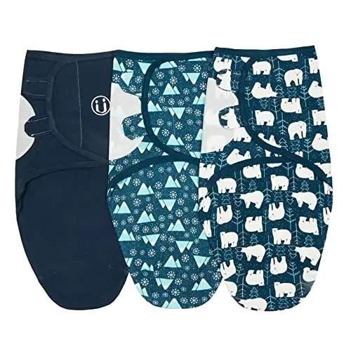 insular Baby Swaddle Sacks, Swaddle Blanket for Newborn and Infant, Adjustable Velcro Set for Boy and Girl, Soft Cotton Baby Sleep Sack 3 Pack (Bear, Medium(3-6M)) - 2