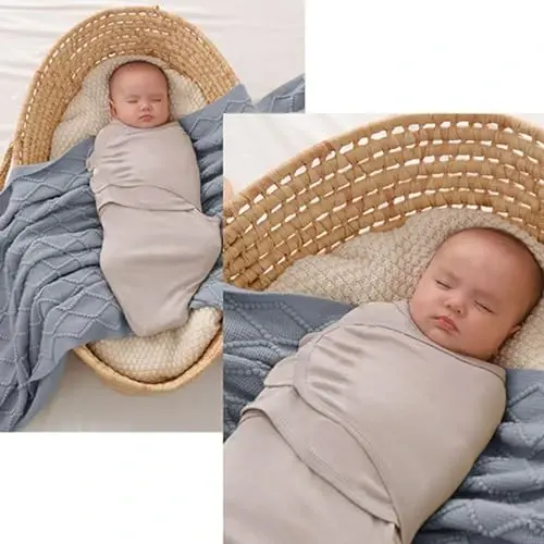 insular Baby Swaddle Sacks, Swaddle Blanket for Newborn and Infant, Adjustable Velcro Set for Boy and Girl, Soft Cotton Baby Sleep Sack 3 Pack (Clouds, Medium(3-6M)) - 4