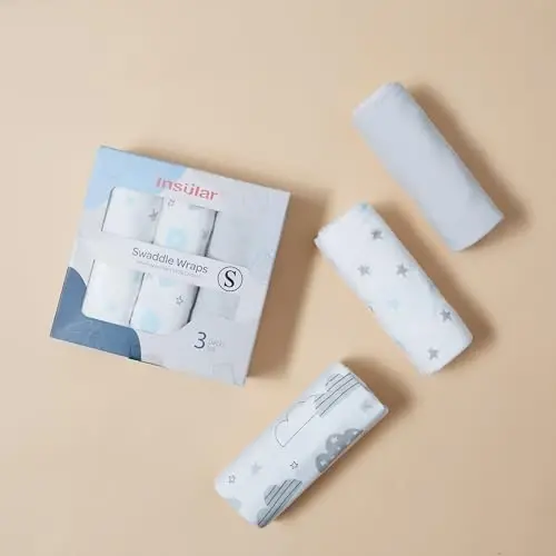 insular Baby Swaddle Sacks, Swaddle Blanket for Newborn and Infant, Adjustable Velcro Set for Boy and Girl, Soft Cotton Baby Sleep Sack 3 Pack (Clouds, Small(0-3M)) - 3