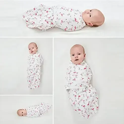 insular Baby Swaddle Sacks, Swaddle Blanket for Newborn and Infant, Adjustable Velcro Set for Boy and Girl, Soft Cotton Baby Sleep Sack 3 Pack (Rabbit, Medium(3-6M)) - 3