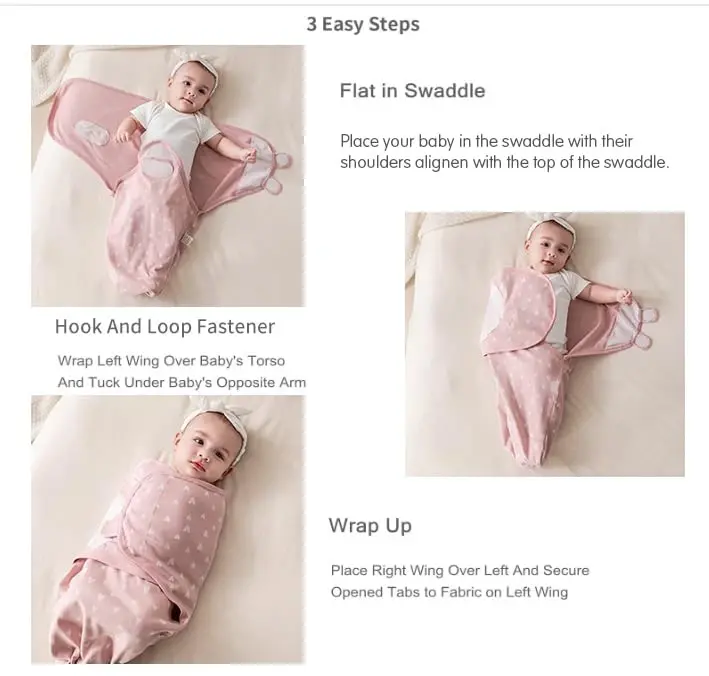 insular Baby Swaddle Sacks, Swaddle Blanket for Newborn and Infant, Adjustable Velcro Set for Boy and Girl, Soft Cotton Baby Sleep Sack 3 Pack (Seagull, Small(0-3M)) - 1