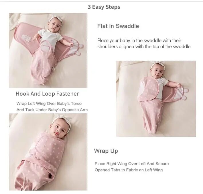 insular Baby Swaddle Sacks, Swaddle Blanket for Newborn and Infant, Adjustable Velcro Set for Boy and Girl, Soft Cotton Baby Sleep Sack 3 Pack (Seagull, Small(0-3M)) - 1