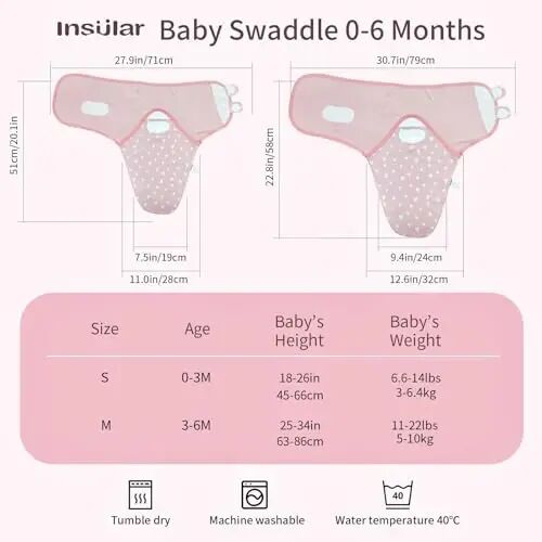 insular Baby Swaddle Sacks, Swaddle Blanket for Newborn and Infant, Adjustable Velcro Set for Boy and Girl, Soft Cotton Baby Sleep Sack 3 Pack (Seagull, Small(0-3M)) - 5