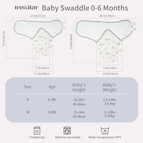Insular Baby Swaddle Sacks, yangi tug'ilgan chaqaloqlar va go'daklar uchun o'ralgan adyol, o'g'il va qiz uchun sozlanishi Velcro to'plami, yumshoq paxta chaqaloq uchun uxlash qopi 3 to'plam (Qo'y va bulut, kichik (0-3 oy)) - 3