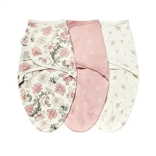 Insular Baby Swaddle Wrap, Swaddle Blanket for Newborn and Infant, Adjustable Swaddle Set for Boy and Girl, Soft Cotton Baby Sleep Sack 3 Pack (Medium(3-6M), Floral) 