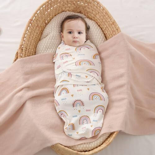 Insular Baby Swaddle Wrap, Swaddle Blanket for Newborn and Infant, Adjustable Swaddle Set for Boy and Girl, Soft Cotton Baby Sleep Sack 3 Pack (Small(0-3 Month), Floral) - 39