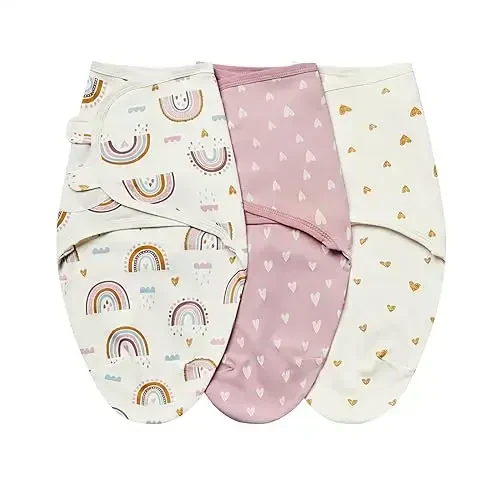 insular Baby Swaddle Wrap, Swaddle Blanket for Newborn and Infant, Adjustable Velcro Set for Boy and Girl, Soft Cotton Baby Sleep Sack 3 Pack, Rainbow, Medium(3-6M) - MODAZONE