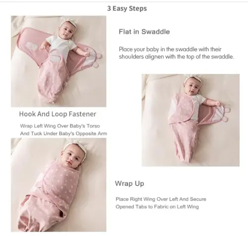 insular Baby Swaddle Wrap, Swaddle Blanket for Newborn and Infant, Adjustable Velcro Swaddling Set for Boy and Girl, Soft Cotton Baby Sleep Sack 3 Pack, Beige Swan, Small(0-3 Month) - INSULAR (1)