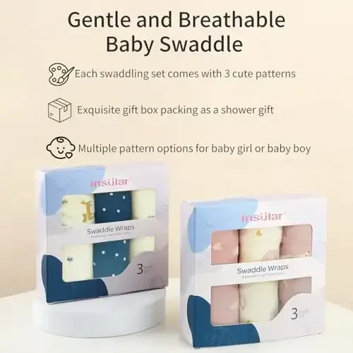 insular Baby Swaddle Wrap, Swaddle Blanket for Newborn and Infant, Adjustable Velcro Swaddling Set for Boy and Girl, Soft Cotton Baby Sleep Sack 3 Pack, Fox, Medium(3-6M) - 5