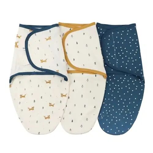 insular Baby Swaddle Wrap, Swaddle Blanket for Newborn and Infant, Adjustable Velcro Swaddling Set for Boy and Girl, Soft Cotton Baby Sleep Sack 3 Pack, Fox, Small(0-3M) - 1