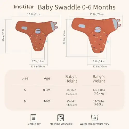 insular Baby Swaddle Wrap, Swaddle Blanket for Newborn and Infant, Adjustable Velcro Swaddling Set for Boy and Girl, Soft Cotton Baby Sleep Sack 3 Pack, Orange Car, Medium(3-6 Month) - 5