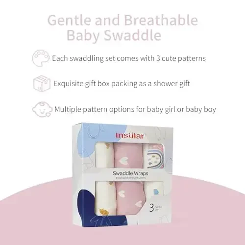 insular Baby Swaddle Wrap, Swaddle Blanket for Newborn and Infant, Adjustable Velcro Swaddling Set for Boy and Girl, Soft Cotton Baby Sleep Sack 3 Pack, Rainbow, Small(0-3 Month) - 3