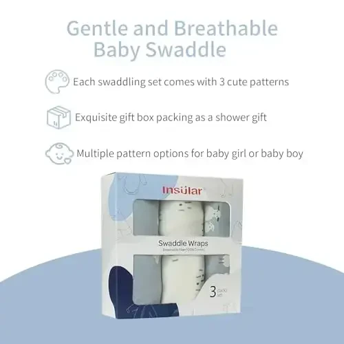 insular Baby Swaddle Wrap, Swaddle Blanket for Newborn and Infant, Adjustable Velcro Swaddling Set for Boy and Girl, Soft Cotton Baby Sleep Sack 3 Pack, Sheep, Small(0-3M) - 3