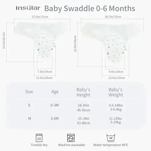 insular Baby Swaddle Wrap, Swaddle Blanket for Newborn and Infant, Adjustable Velcro Swaddling Set for Boy and Girl, Soft Cotton Baby Sleep Sack 3 Pack, Snail&Hedgehog, Small(0-3M) - 5
