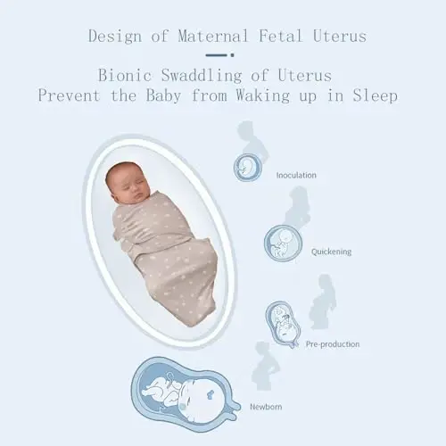 insular Baby Swaddle Wrap, Swaddle Blanket for Newborn and Infant, Adjustable Velcro Swaddling Set for Boy and Girl, Soft Cotton Baby Sleep Sack 3 Pack, Beige Duck, Small(0-3 Month) - INSULAR (1)