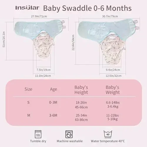 insular Baby Swaddle Sacks, Swaddle Blanket for Newborn and Infant, Adjustable Velcro Set for Boy and Girl, Soft Cotton Baby Sleep Sack 3 Pack (Horse, Small(0-3M)) - 6