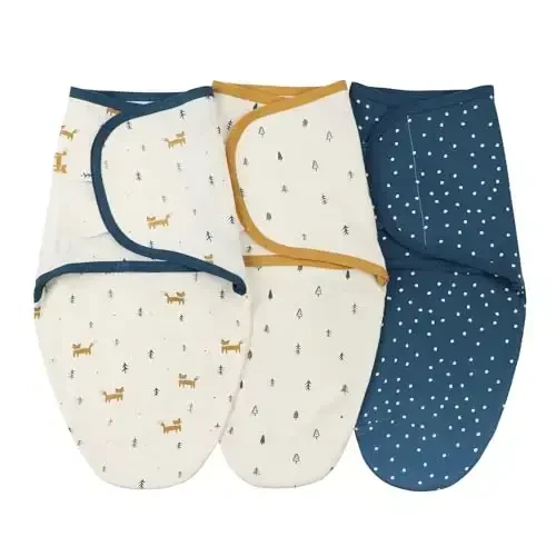 insular Baby Swaddle Wrap, Swaddle Blanket for Newborn and Infant, Adjustable Velcro Swaddling Set for Boy and Girl, Soft Cotton Baby Sleep Sack 3 Pack, Fox, Small(0-3M) 