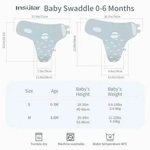 insular Baby Swaddle Wrap, Swaddle Blanket for Newborn and Infant, Adjustable Velcro Swaddling Set for Boy and Girl, Soft Cotton Baby Sleep Sack 3 Pack, Sheep, Medium(3-6 Month) - 4