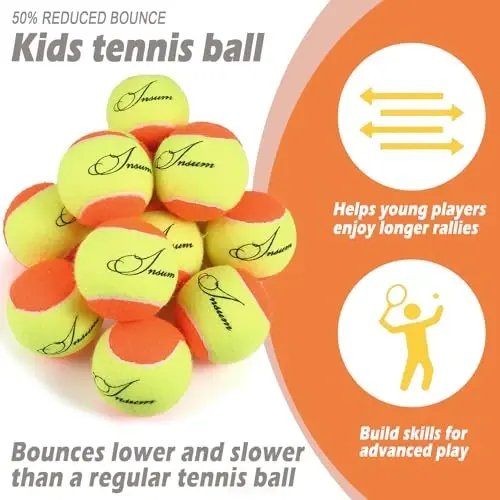 INSUM Kids Tennis Balls, Pressureless Tennis Balls for Kids Practice, Made of Premium Durable Felt, Idea for Little Beginner Training - 6