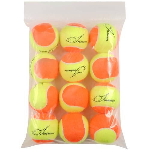 Insum Junior Kids Tennis Balls Felt for Beginner Teen, Red Orange Green, 25%, 50%, 75% Slower Speed | Low Compression - 1