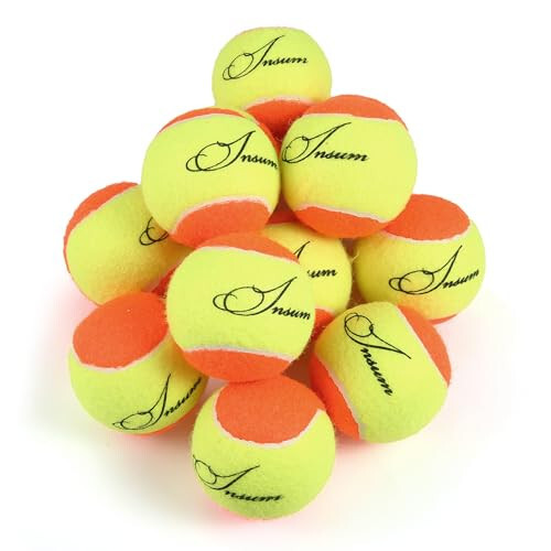 Insum Junior Kids Tennis Balls Felt for Beginner Teen, Red Orange Green, 25%, 50%, 75% Slower Speed | Low Compression - 3