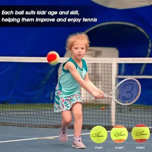Insum Junior Kids Tennis Balls Felt for Beginner Teen, Red Orange Green, 25%, 50%, 75% Slower Speed | Low Compression - 5
