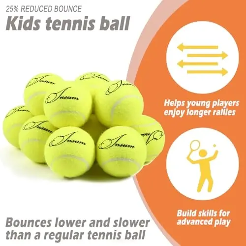 INSUM Kids Tennis Balls, Pressureless Tennis Balls for Kids Practice, Premium Bardoshli Felt'dan tayyorlangan, Kichik Boshlang'ich Mashg'ulotlar uchun G'oya - 3